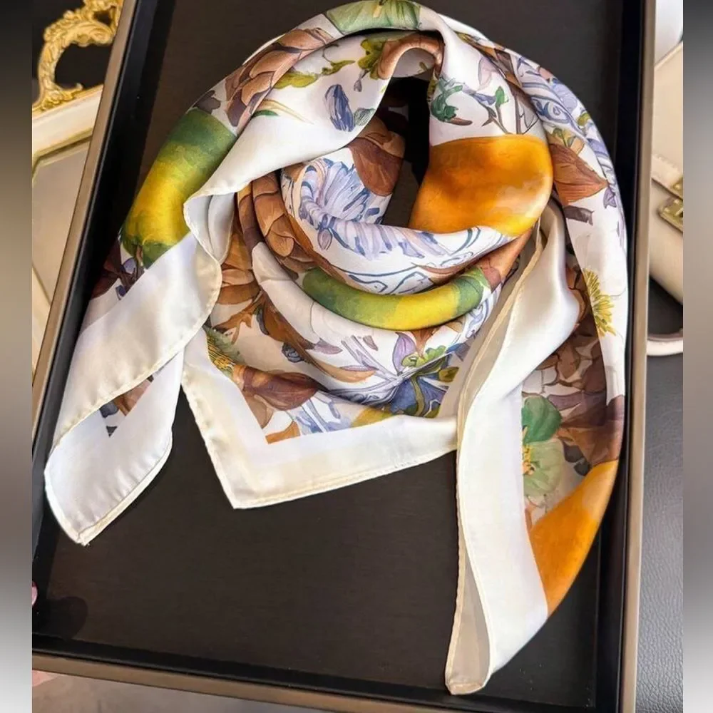 Floral and lemon Print Scarf N1380